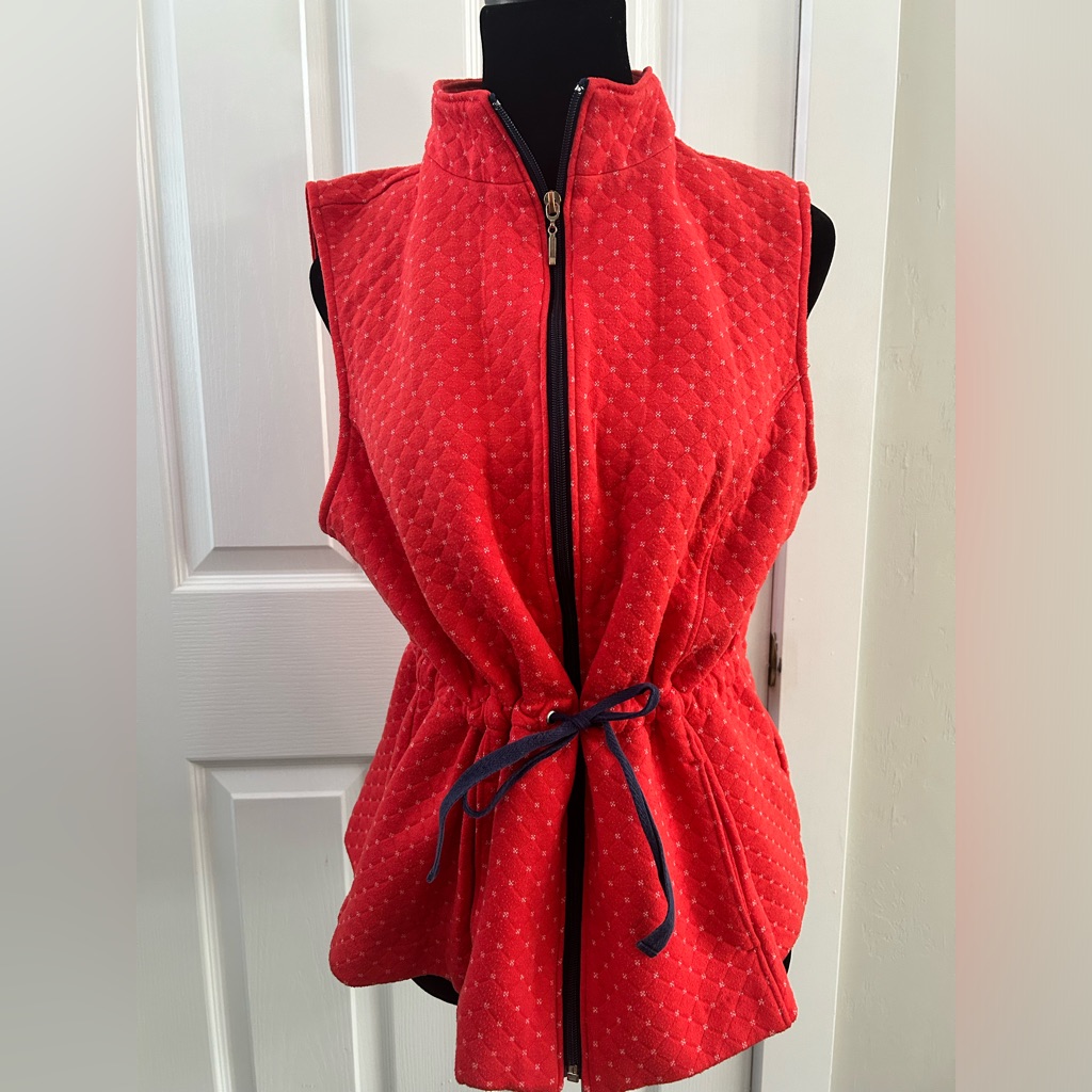 Weekends By Chico, Red & White Zip Up Vest.